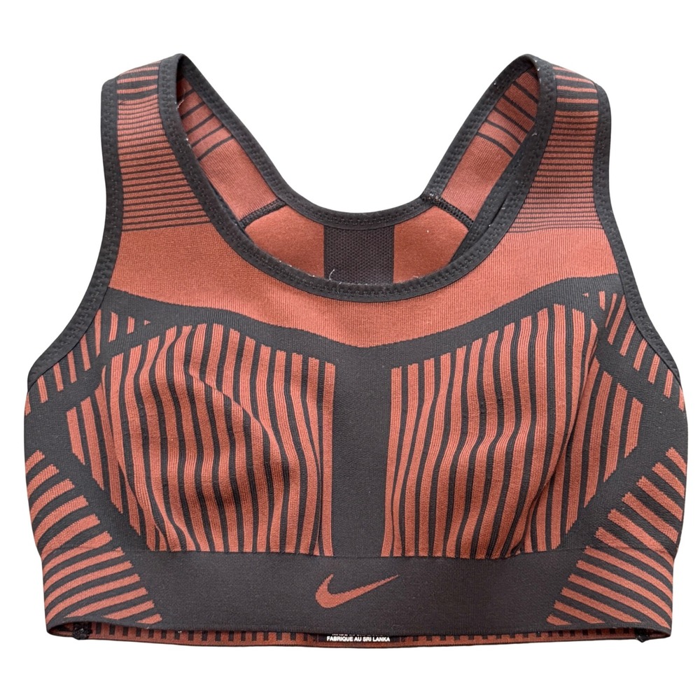 Nike FE/NOM Flyknit Sports Bra Women's Small Rust Black Racerback